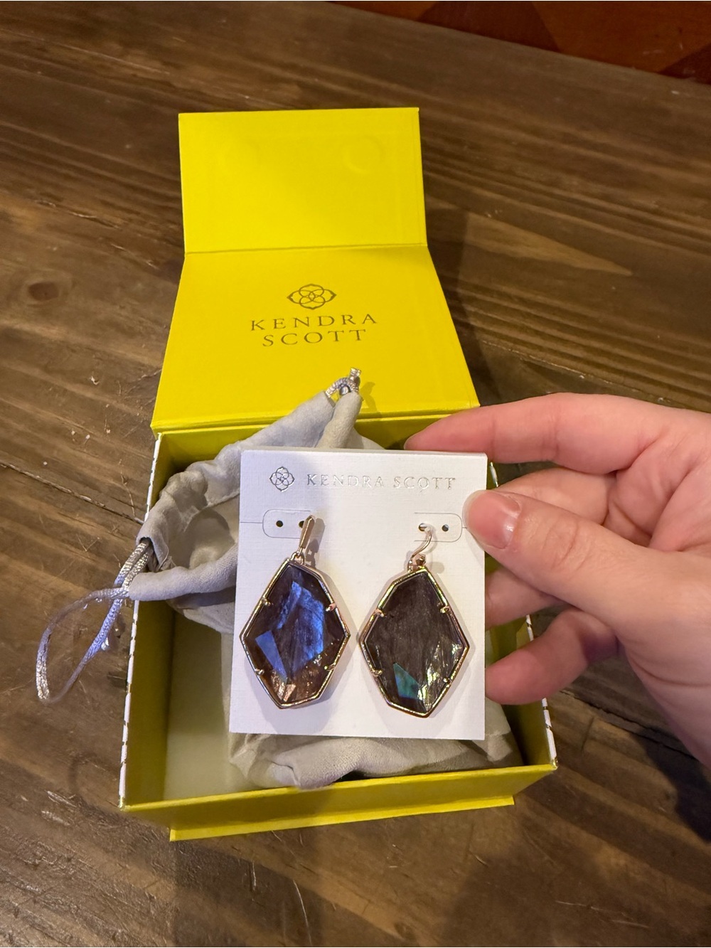 Kendra Scott Iridescent Statement Earrings - color Dune NWT in box w/ dust bag